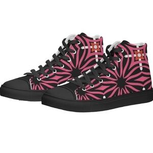 Stylish Black and Pink High-Top Sneakers
